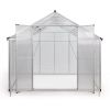 8' x 10' Polycarbonate Outdoor Greenhouse, Aluminum Walk-in Green House w/ 5-Level Adjustable Vents, Gutter and Door