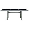 Patio Table Light Gray Poly Rattan and Tempered Glass