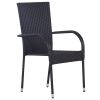 Stackable Patio Chairs 6 pcs Poly Rattan Black