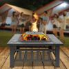 Portable Courtyard Metal Fire Pit with Accessories Black