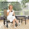 Outdoor Glider with Ottoman, Patio Glider Chair Set with High Back, Wide Seat for Porch, Garden, Backyard, Tan