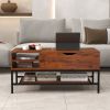 1PC Lift Top Coffee Table with Hidden Compartment and Removable Storage Shelf