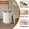 1pc Round Storage Ottoman, Upholstered Vanity Stool, Footrest Stool with Gold Metal Base, Side Table Padded Seat for Living Room Bedroom