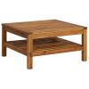 5 Piece Patio Lounge Set with Cream Cushion Solid Acacia Wood