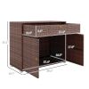 Outsunny Outdoor Storage Cabinet, Waterproof PE Rattan Cabinet with Drawer for Indoor, Outdoor Swimming Pool, Mixed Brown