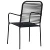 Patio Chairs 4 pcs Cotton Rope and Steel Black