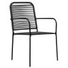 Patio Chairs 4 pcs Cotton Rope and Steel Black