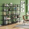 Bookshelf, Vintage Industrial Style Bookcase,black - black