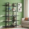 Bookshelf, Vintage Industrial Style Bookcase,black - black