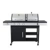 3-Burner Propane Gas BBQ Grill with Side Burner, combined with charcoal grill