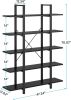 Bookshelf, Vintage Industrial Style Bookcase,black - black