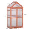 Outsunny Wooden Greenhouse 32 x 19 x 54 with Adjustable Shelves Double Doors Flower Planter Protection Orange