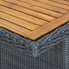 Patio Table Dark Gray Poly Rattan and Solid Acacia Wood