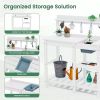 Weather Resistant Outdoor Potting Bench Table with Storage Shelf Wooden Garden Workstation with Open Shelves for Planting Gardening Backyard Patio Bal