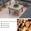 9-Piece Patio Rattan Furniture Set, Outdoor Conversation Set With Acacia Wood Legs and Tabletop