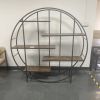 Round 5-Tier Metal Plant Stand bookcase storage rack, Indoor Living Room Terrace Garden Balcony Display Stand. Rustic Brown