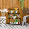 Outsunny Metal Plant Stand 3 Tier Ladder Display Shelf Flower Pot Holder for Indoor Outdoor Patio