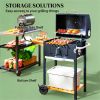 Charcoal barbecue grill, backyard picnic cookware, black