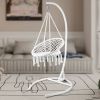 Outdoor Hanging Egg Chair with Stand, Wicker Egg Swing Chair Hammock Chairs with Cushion for Patio, Porch, Indoor, Outdoor and Bedroom