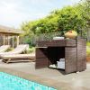 Outsunny Outdoor Storage Cabinet, Waterproof PE Rattan Cabinet with Drawer for Indoor, Outdoor Swimming Pool, Mixed Brown
