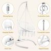Outdoor Hanging Egg Chair with Stand, Wicker Egg Swing Chair Hammock Chairs with Cushion for Patio, Porch, Indoor, Outdoor and Bedroom