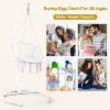 Outdoor Hanging Egg Chair with Stand, Wicker Egg Swing Chair Hammock Chairs with Cushion for Patio, Porch, Indoor, Outdoor and Bedroom