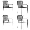 Patio Chairs 4 pcs Cotton Rope and Steel Black