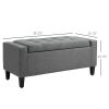 HOMCOM Linen Upholstered Storage Ottoman with Lift-Top Design Space-Saving Gray