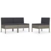 Patio Chairs 3 pcs with Cushions Poly Rattan Gray