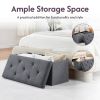 Folding Storage Ottoman Bench, Ottoman Foot Rest, End of Bed Bench, Storage Chest, for Living Room, Bedroom, Entryway, 30 Inches, Gray