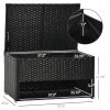 Outsunny Waterproof Outdoor Deck Box, Rattan Wicker Towel Storage with Liner for Patio Cushions, Pool Accessories