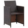 Patio Chairs with Cushions 2 pcs Poly Rattan Brown