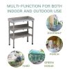3-Tier Wooden Workbench with Adjustable Feet, Built-In Hooks & Storage Shelves, Compact Tool Bench for Garage, Workshop, or Craft Room Organization