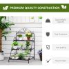 Outsunny Metal Plant Stand 3 Tier Ladder Display Shelf Flower Pot Holder for Indoor Outdoor Patio