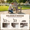 Folding Adirondack Chair Set of 2, HDPE Fire Pit Chair with Retractable Ottoman and Cup Holder, Brown
