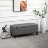 HOMCOM Linen Upholstered Storage Ottoman with Lift-Top Design Space-Saving Gray