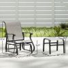 Outdoor Glider with Ottoman, Patio Glider Chair Set with High Back, Wide Seat for Porch, Garden, Backyard, Gray