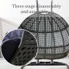 Double Wicker Swing Egg Chair,  All-Weather Rattan Hanging Hammock Chair for Home Bedroom Patio Balcony,Black&Grey