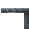 Patio Table Dark Gray Poly Rattan and Tempered Glass