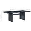 Patio Table Dark Gray Poly Rattan and Tempered Glass