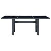 Patio Table Dark Gray Poly Rattan and Tempered Glass