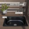 Outsunny Wooden Potting Bench with Storage, Sink, Water Tap for Backyard, Patio, Balcony, Dark Brown