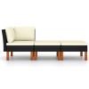 Garden Lounge Set Black and Cream White