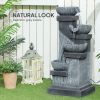Outsunny 33.5" Water Fountain, 4-Tier Resin Cascading Bowls Outdoor Waterfall Fountain with LED Lights, Pump