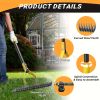 15 Inch Dual Blade Lawn Dethatching Rake, Manual Weed Puller and Grass Removal Tool with Sharp Steel Tines for Lawn Care
