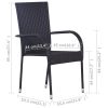 Stackable Patio Chairs 6 pcs Poly Rattan Black