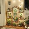 Plant Stand Indoor with Grow Lights Wood Plant Shelf for Hanging Planter Pots Display Flower