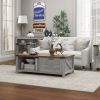 HOMCOM Coffee Table with Storage, Farmhouse Living Room Table with Storage Drawer and Open Shelf, Distressed Gray