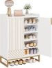 Shoe Cabinet - White and Gold