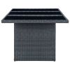 Patio Table Dark Gray Poly Rattan and Tempered Glass